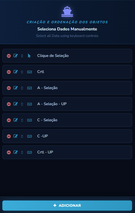 Lista de mapeamentos criados um a um dentro de uma etapa