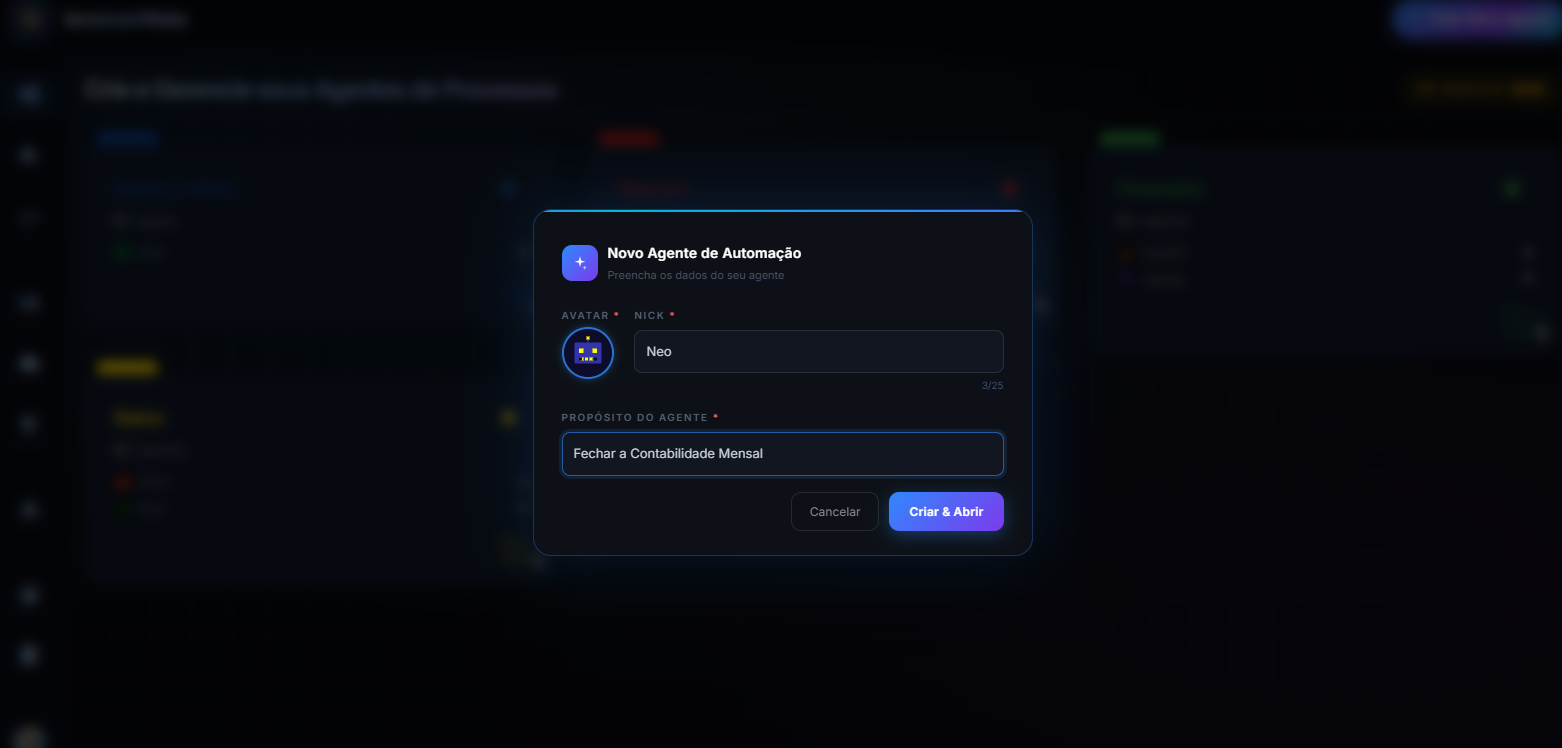 Modal Novo Agente de Automação