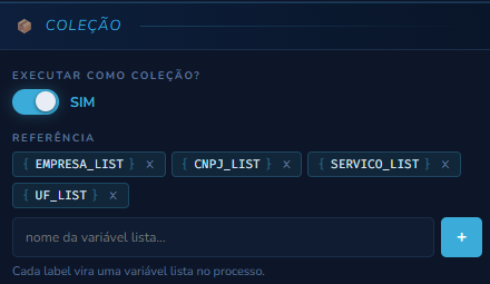 Painel Coleção de uma etapa Obter Informação