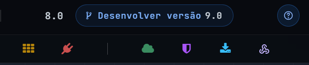 Botão Desenvolver versão no cabeçalho